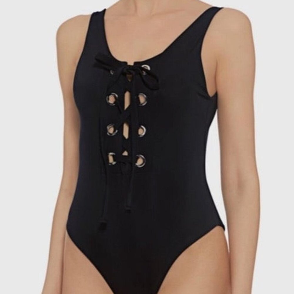 Mara Hoffman Desa black one piece swimsuit